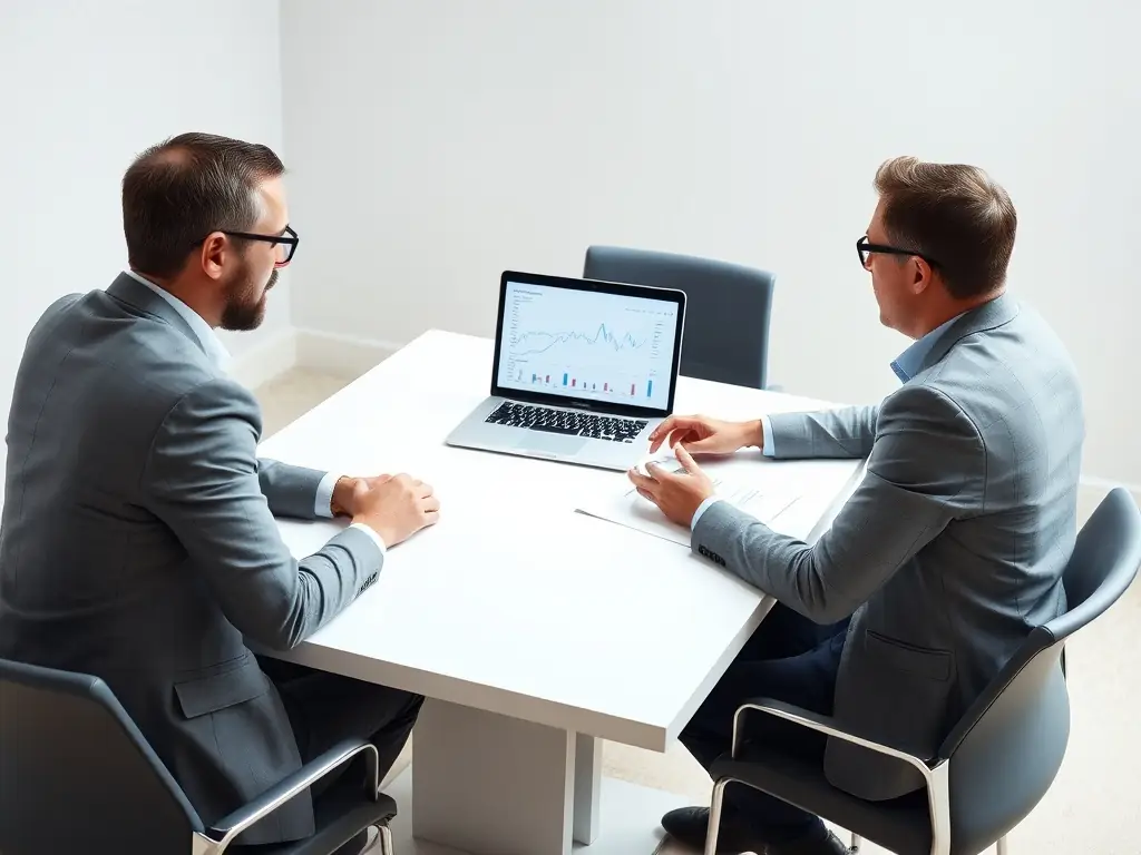 A photograph of a Palmeida asset manager meeting with a client in a modern office setting, emphasizing the company's commitment to personalized service and building strong client relationships.